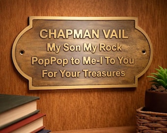 Custom Brass Memorial Plaque, Personalized Name Sign, Solid Brass Tribute Plaque, Engraved Message Sign, Family Keepsake Metal Plaque
