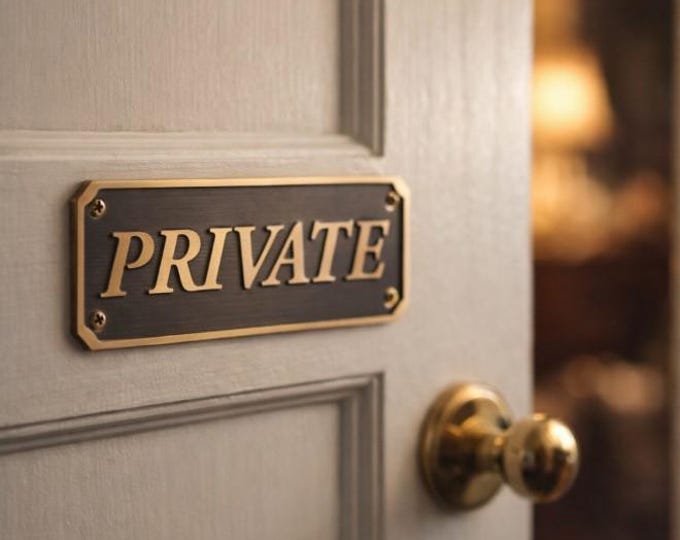Brass Private Sign, Custom Door Plaque, Engraved Private Room Sign, Office Door Sign, Elegant Brass Nameplate