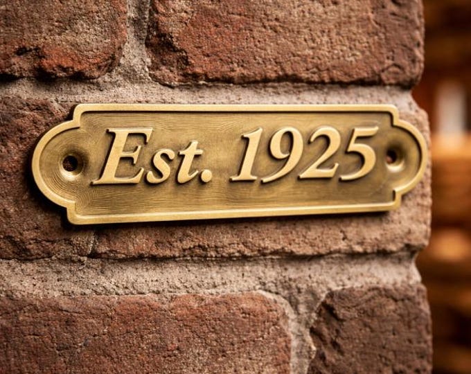 Established Date Brass Sign, Custom Est Year Plaque, Vintage Established Sign, Engraved Brass Nameplate, Business Anniversary Sign