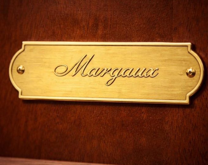 Personalized Solid Brass Name Plate, Elegant Script Door Sign, Custom Engraved Plaque