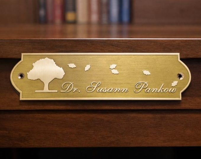 Custom Doctor Name Plaque, Brass Office Door Sign, Personalized Nameplate with Logo, Engraved Professional Name Sign