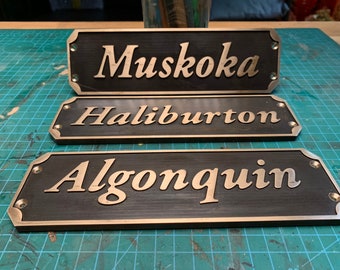 Cast bronze vintage signs & plaques - Address plaque for professional place, Custom name antique wall signs, Bronze wedding anniversary gift