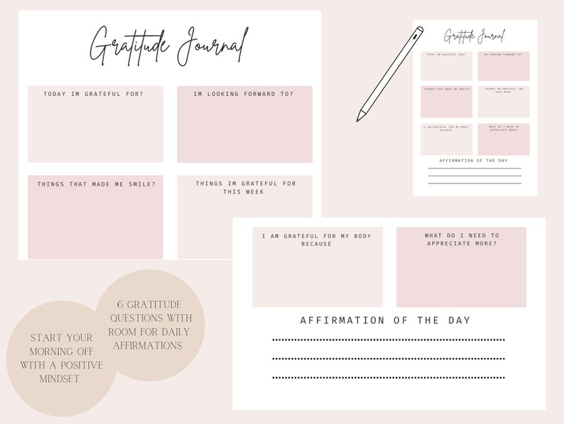 Digital Gratitude Journal, Gratitude Planner, Printable Gratitude