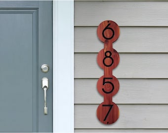 Modern Address Sign, Vertical Custom Carved Wood House Number Plaque, Mid Century Modern Style, Art Deco Home Address Plaque, Contemporary