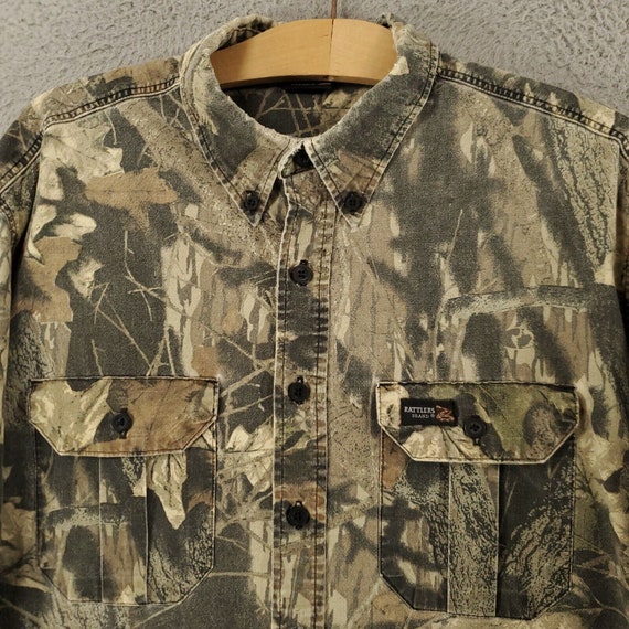 Vintage Rattlers Brand Camo Shirt Mens Large Realtree Breakup Hunting  Distressed Camoflauge Long Sleeve Button Down 