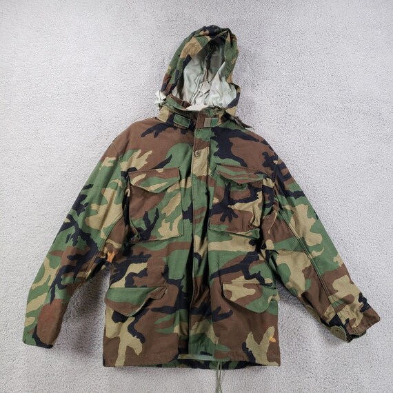 Vintage Military Cold Weather Coat Field Jacket Adult Small Hooded