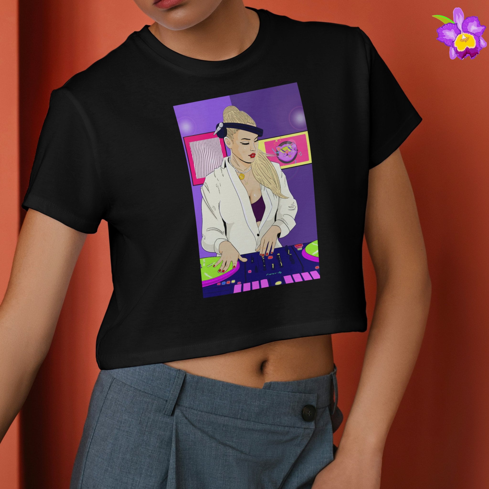 DJ Girl Cropped Shirt Disco Outfit Women Clubbing Tops Tween Crop Top Music Mixer Gift for Her