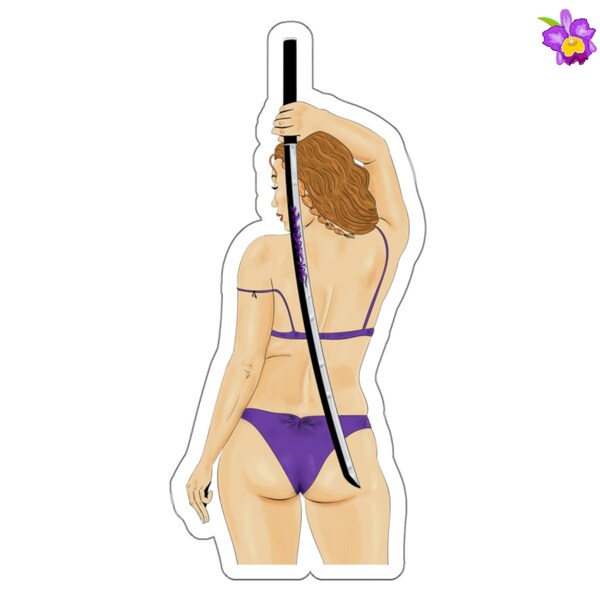 Sexy Katana Girl Sticker | sexy butt | sexy back | thick thighs | comics and manga inspired | thicc anime sword girl | curvy ass