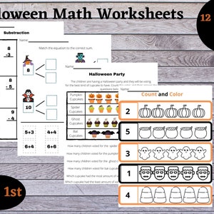 Halloween Math Worksheets Kinder through 1st