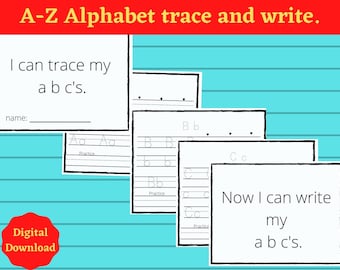 Rastreo alfabético, A-Z, trazar y escribir