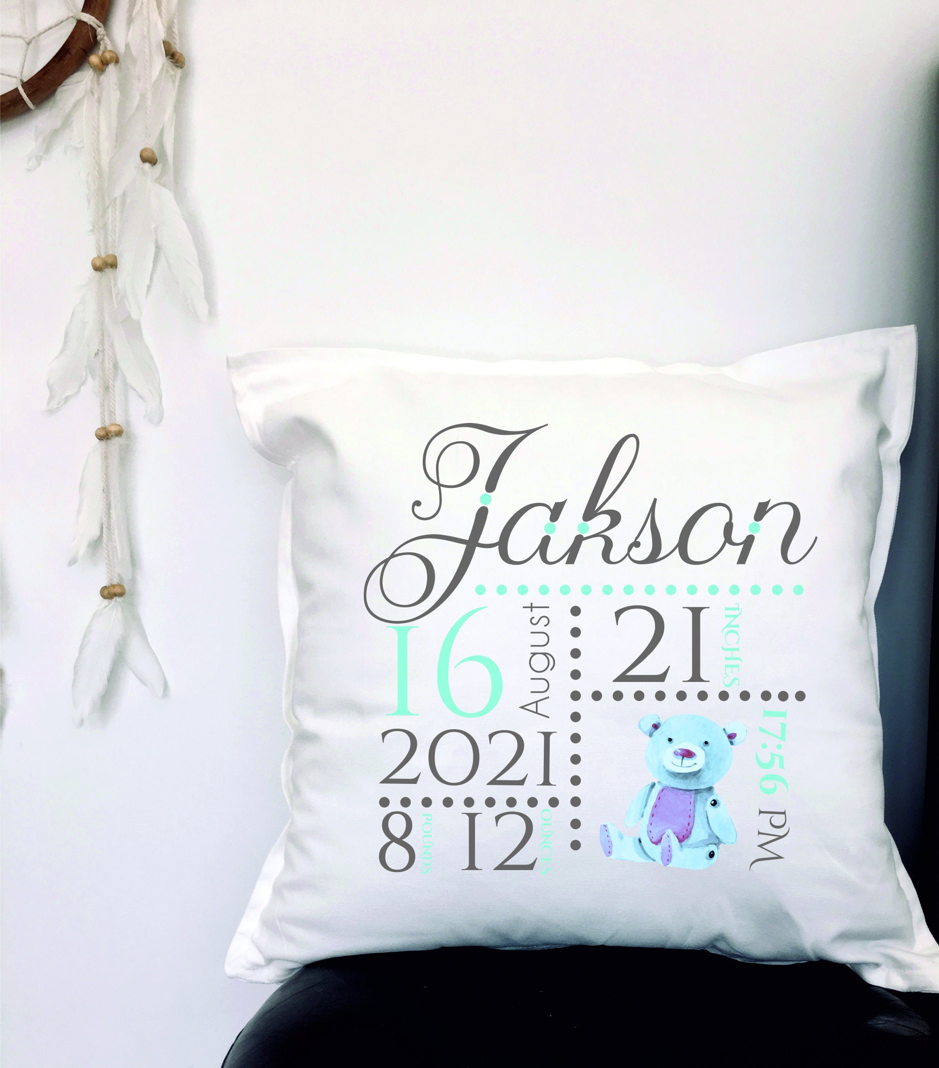 20 Personalised Cotton Cushion Cover with Baby born Etsy