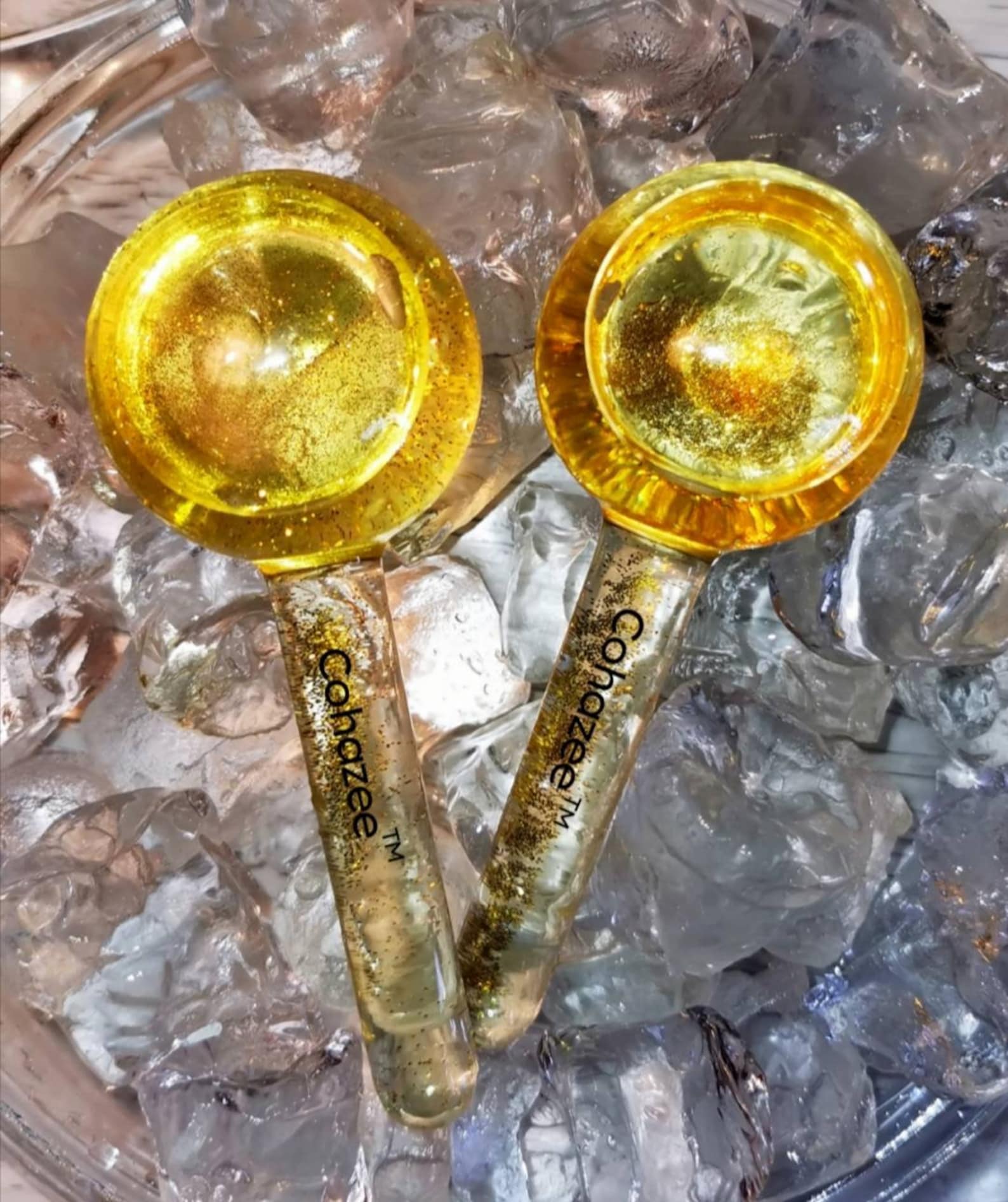 Cryo Facial Ice Globes UK Gold Professional Salon Spa Beauty Tool
