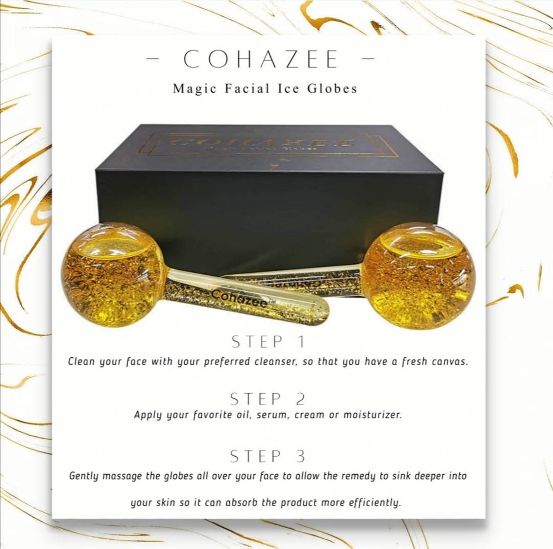 Cryo Facial Ice Globes UK Gold Professional Salon Spa Beauty Tool