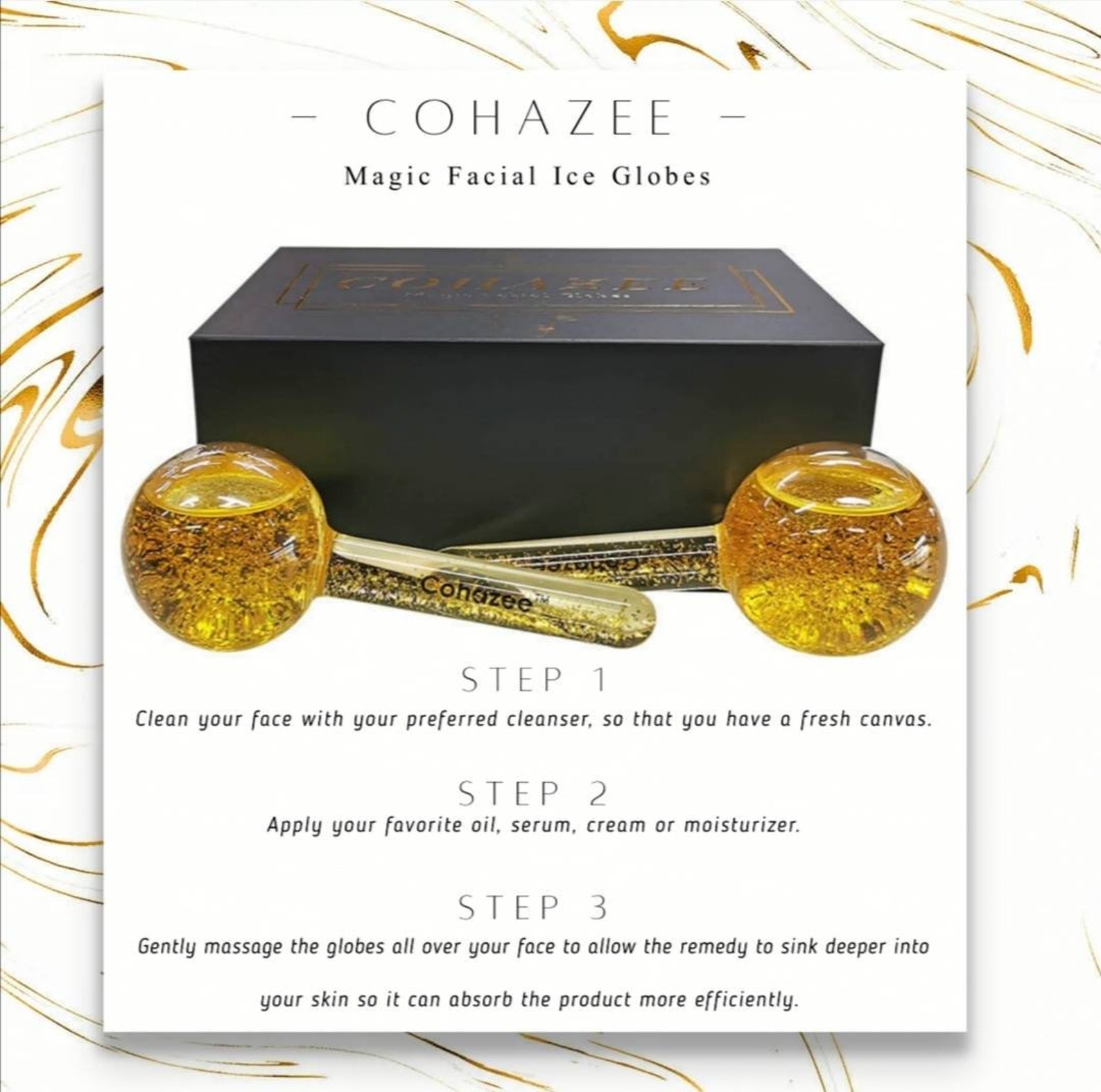 Cryo Facial Ice Globes UK Gold Professional Salon Spa Beauty Tool