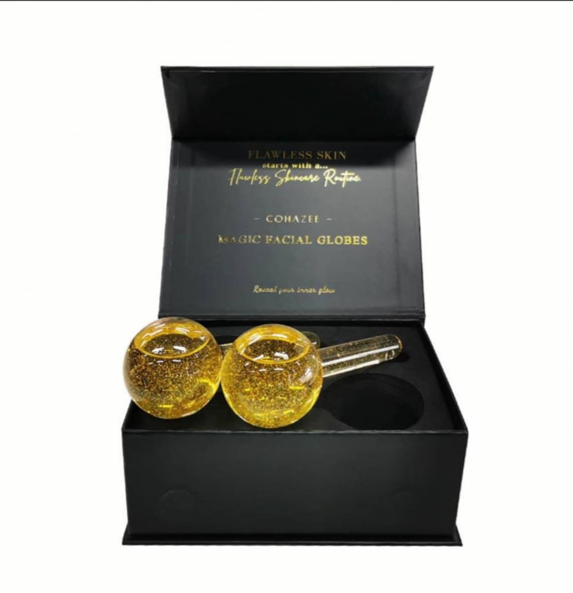 Cryo Facial Ice Globes UK Gold Professional Salon Spa Beauty Tool