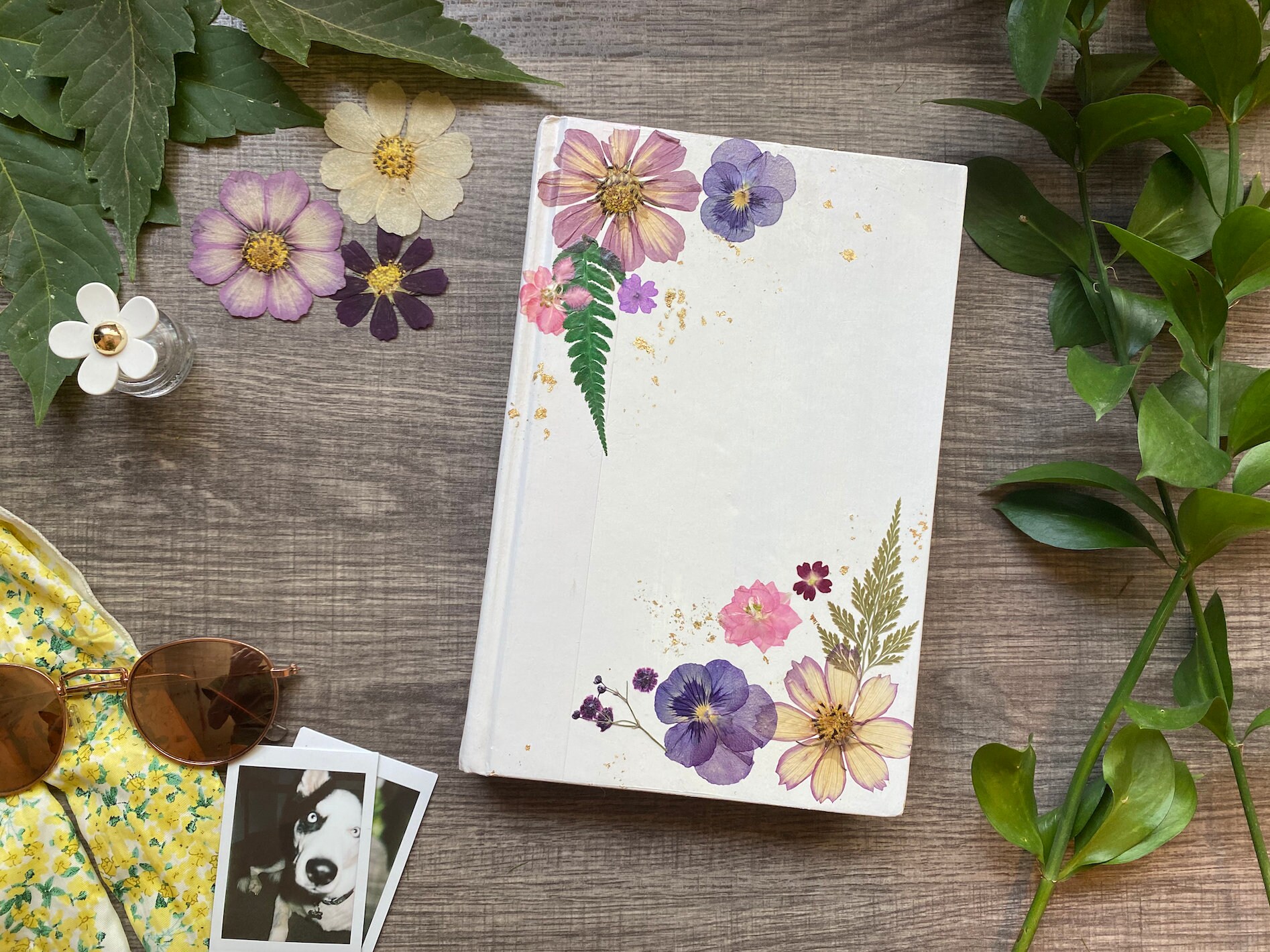 Pressed flowers book Library art decor Flower floral book Etsy