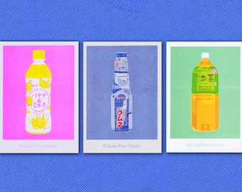 Japanese Drinks Risograph Trio