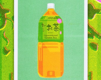 Oi Ocha Green Tea Risograph Print