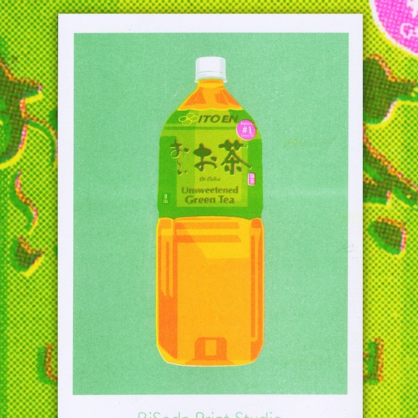 Oi Ocha Green Tea Risograph Print