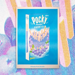 Blueberry Heartful Pocky Risograph Print