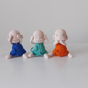 Crochet buddha, Amigurumi little buddha doll, see-hear-speak
