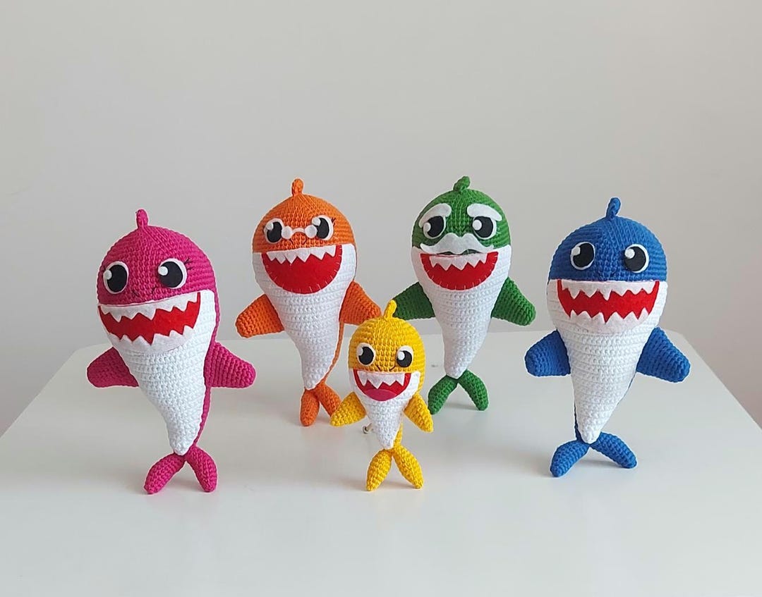 Crochet Shark Toy Family, Handmade Cotton Amigurumi Plush - Etsy