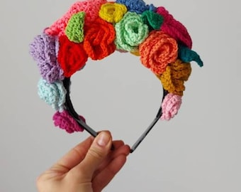 Frida crown crochet flower crown hairband babyshower birthday accesories headband