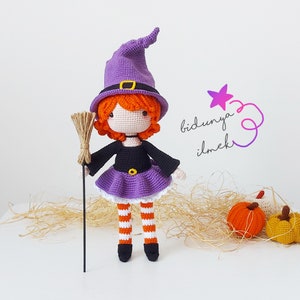 Crochet Witch Doll: Halloween Amigurumi Toy with Broom