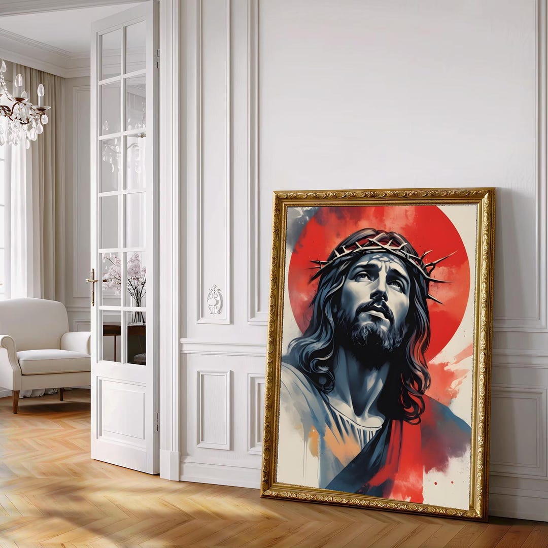 Jesus Wall Art Print, Abstract Christian Portrait for Home Decor ...