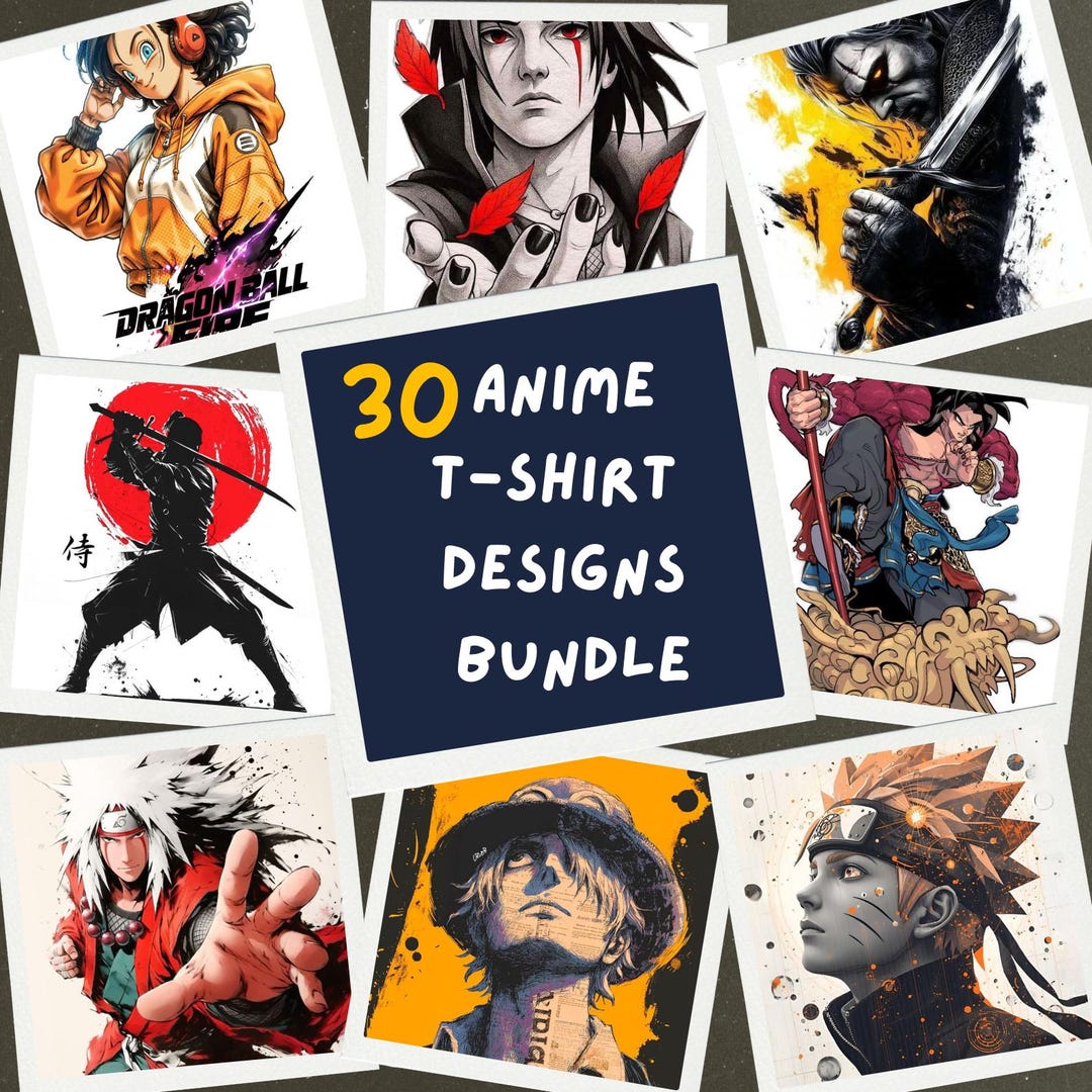 30 Anime Bundle PNG, Anime Shirt Design Bundle, T Shirt Print PNG Pack ...