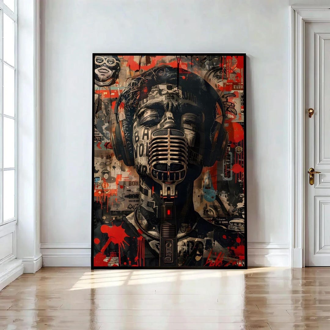 Singer Microphone Wall Art, Music Studio Decor, Abstract Vocalist Print ...
