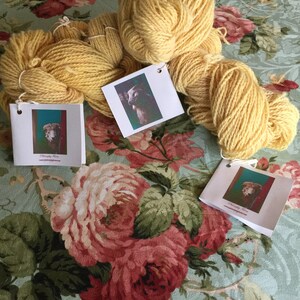 595 yards of Wool/Mohair blend, organic. Hand dyed with organic onion skins. Please note price is for three skeins.