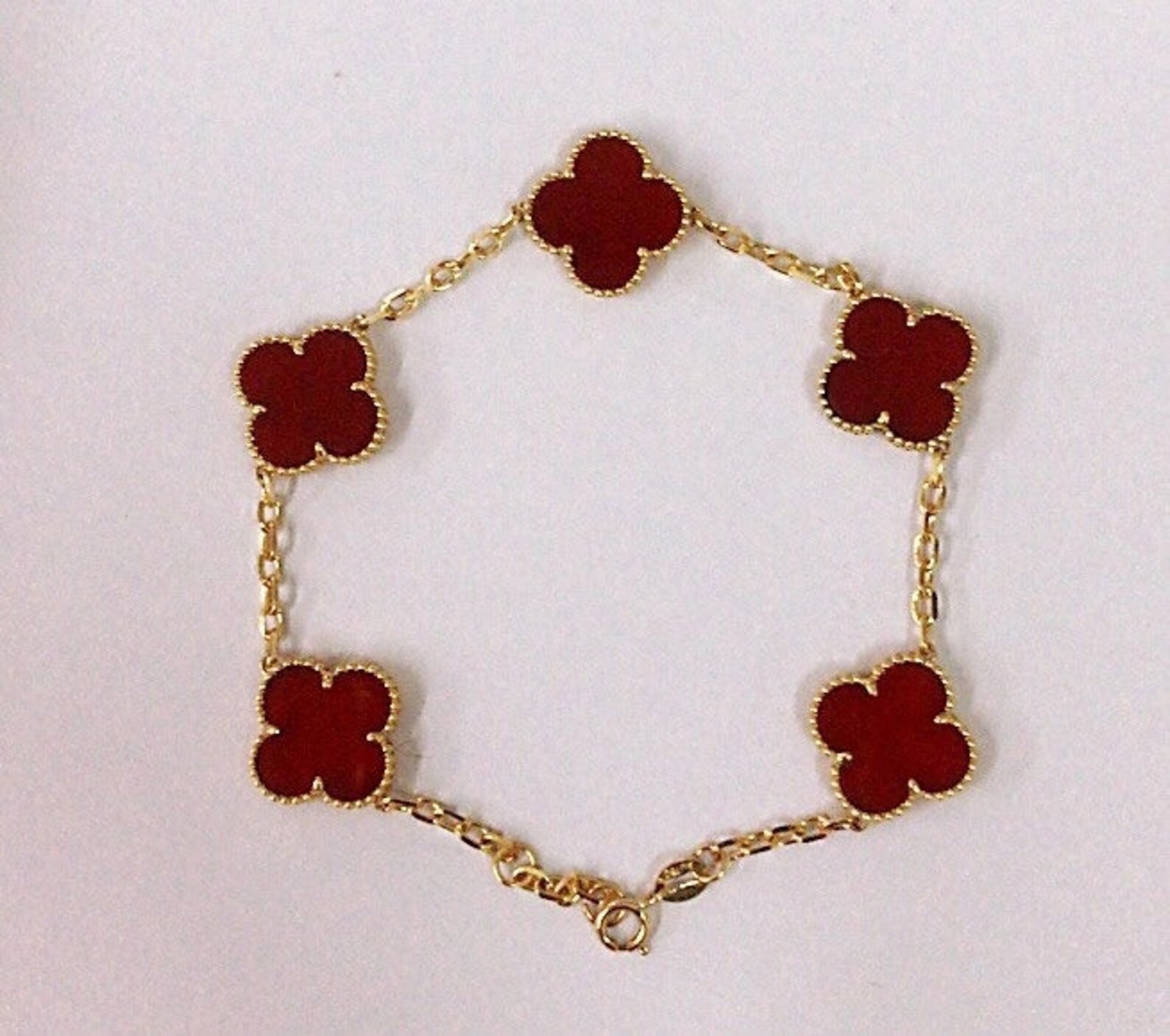 Four leaf clover charm bracelet 18K real gold solid bracelets | Etsy