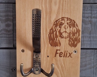 Personalised Engraved Wooden Dog lead holder / hook / hanger  / plaque / new puppy gift