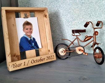 Personalised Engraved  Clothespin Wooden Photo Frame / Industrial style frame / Pine box picture frame / Custom Any Message / Custom frame