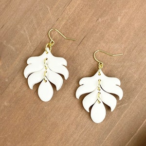 White Polymer Clay Earrings, Neutral Earrings, Statement Earrings, Boho Earrings, Dangle Earrings, Handmade Earrings, Hypoallergenic Earring