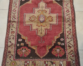Antique Turkish Kilim Rug – 1800s Niğde Madder Dyed Handwoven Carpet | 73x100 cm
