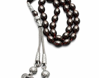 Handmade Squeezed Amber Rosary with Silver Tassel – 23g Collector's Rosary