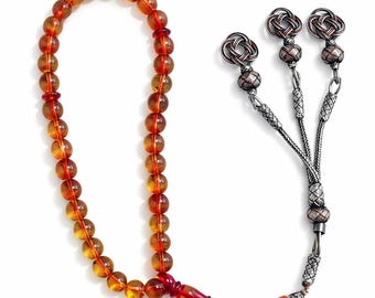 One Million-Year-Old Natural Kaliningrad Amber Rosary – Genuine Amber Prayer Beads, mm charms