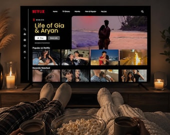 Netflix Style Couple Video Template, Romantic Anniversary Movie, Canva Birthday Gift (Digital Download)