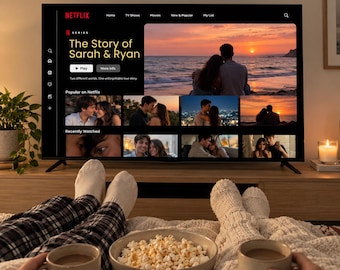 Netflix Style Couple Video Template, Romantic Anniversary Movie, Canva Birthday Gift (Digital Download)