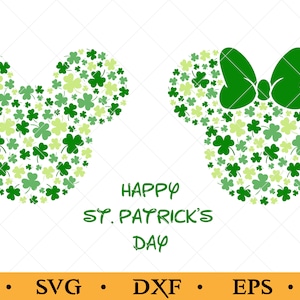 Día de San Patricio Mickey Svg Png, Minnie St Patricks día svg, tres tréboles de hoja svg, Shamrock Mickey, Happy St patricks day shirts, JJD_044