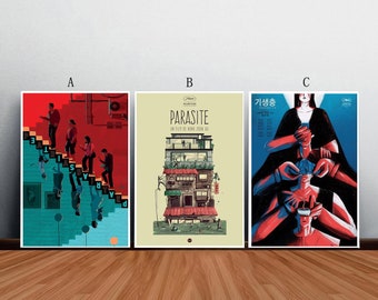 Póster de película de parásitos, lienzo impreso en lienzo, arte de pared, lienzo para sala de estar y dormitorio (sin marco)