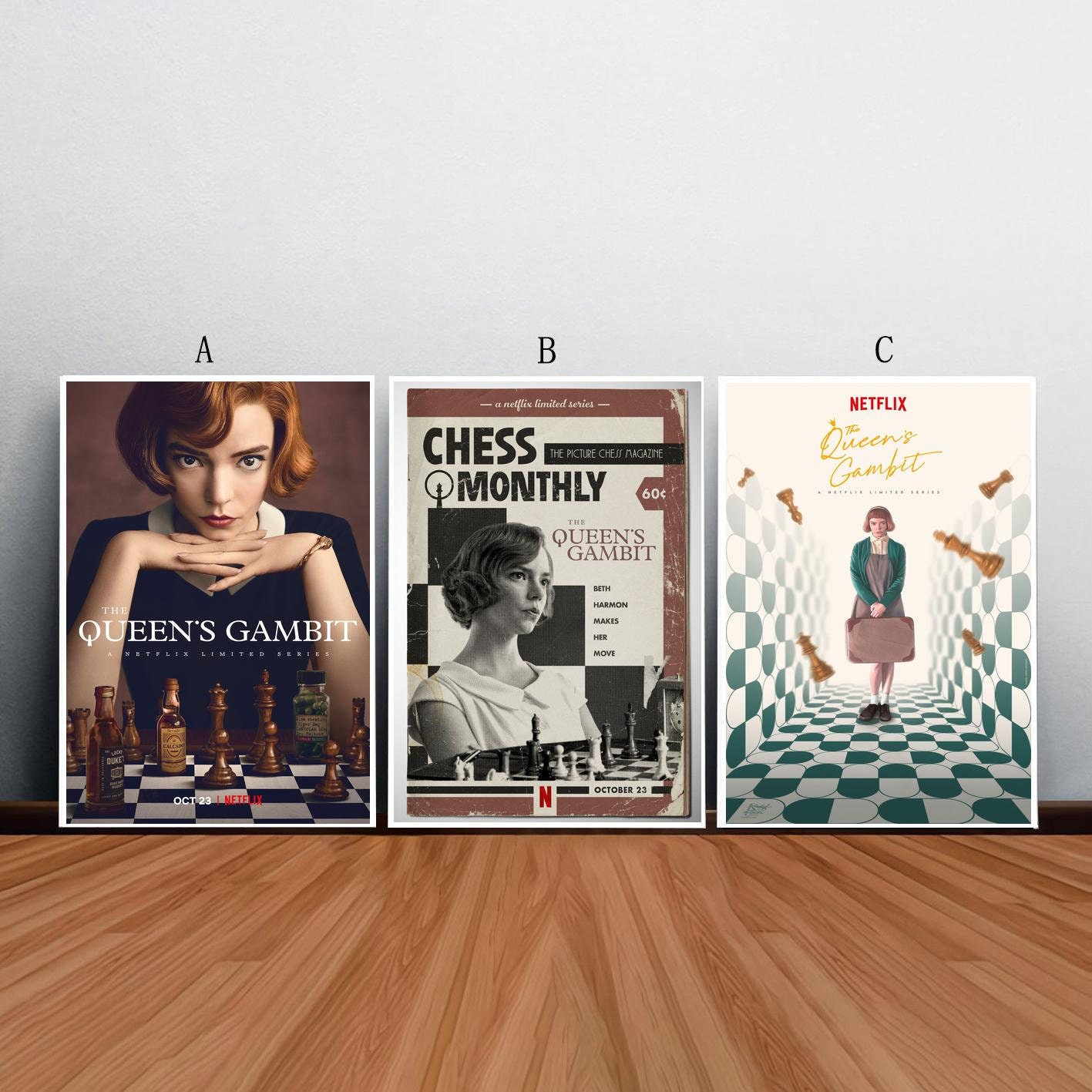 The Magic of Queens Gambit on a Chess Poster Handmade Prints 