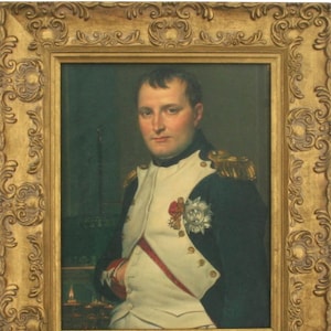 Napoleon Bonaparte Framed Picture - French Military Reproduction Picture, Oleograph