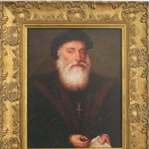 Vasco da Gama Framed Picture, Oleograph, Portuguese Explorer