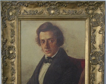 Frédéric François Chopin Framed Picture, Oleograph,   Polish composer of the romantic period.