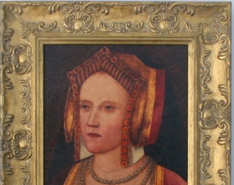 Catherine of Aragon Framed Picture, Oleograph, First Wife of Henry VIII