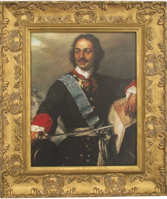 ロシア帝国のピョートル大帝の額入り絵画、オレオグラフ絵画 - Etsy 日本