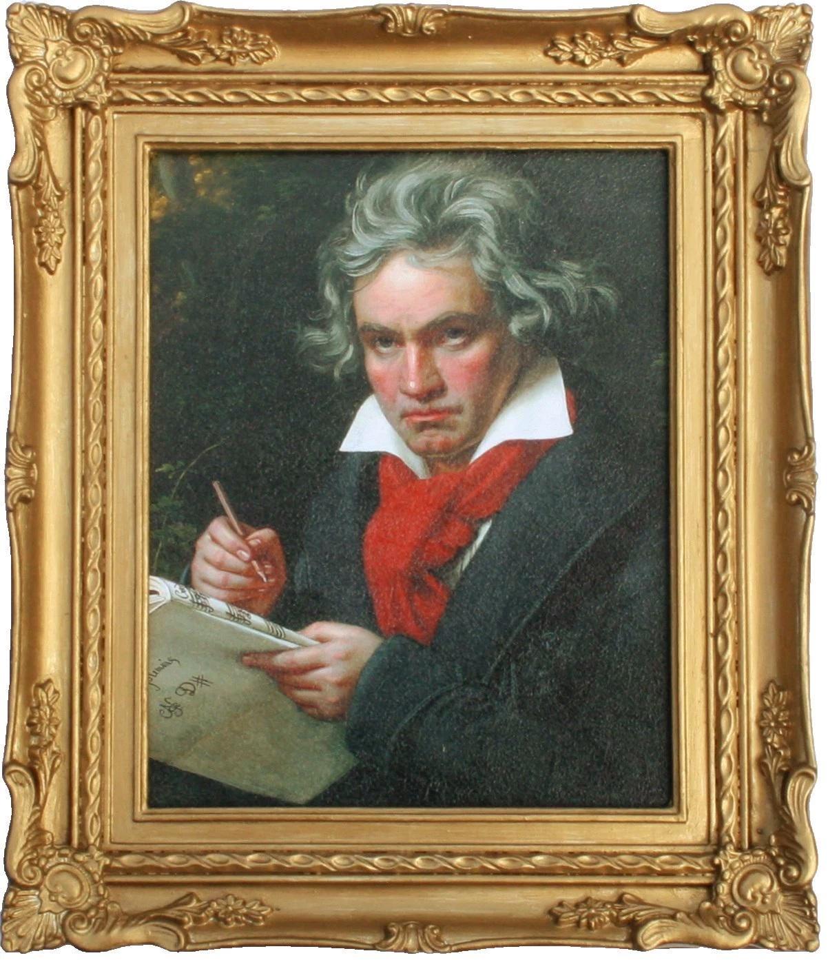 Ludwig Van Beethoven Swept Framed Picture, Oleograph - German